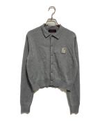 CABANキャバン）の古着「コットンカシミヤ パールロゴポロカーディガン」｜グレー