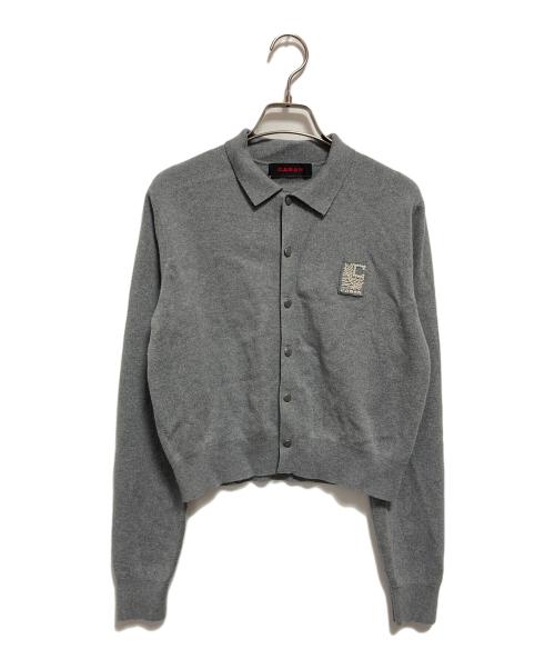 CABAN（キャバン）CABAN (キャバン) コットンカシミヤ パールロゴポロカーディガン グレー サイズ:FREEの古着・服飾アイテム
