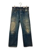 KAPITALキャピタル）の古着「襤褸パッチワークデニムパンツ」｜インディゴ