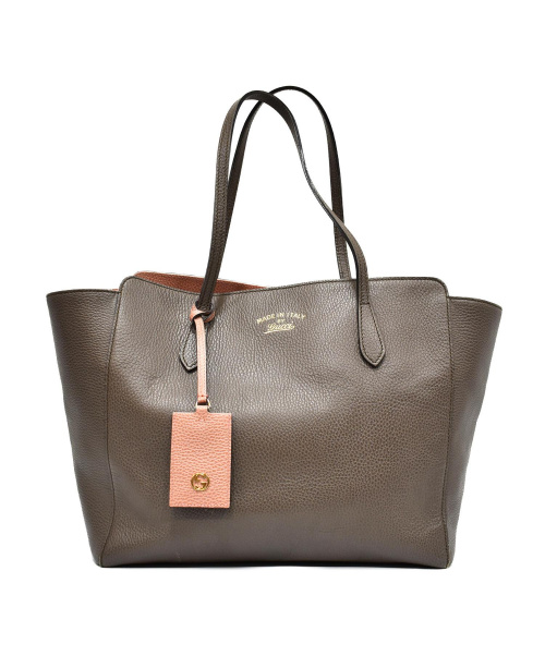 GUCCI（グッチ）GUCCI (グッチ) スウィングラージトートバッグ グレー×ピンク サイズ:下記参照 354397 498879の古着・服飾アイテム