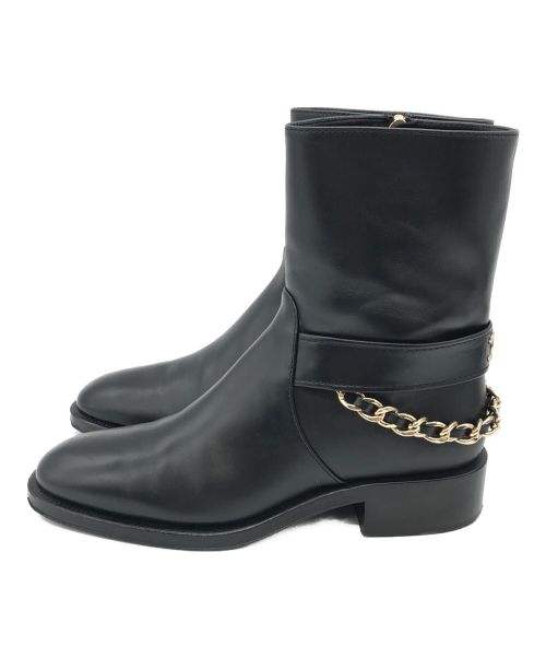 CHANEL（シャネル）CHANEL (シャネル) チェーンミドルブーツ ブラック サイズ:37 1/2の古着・服飾アイテム