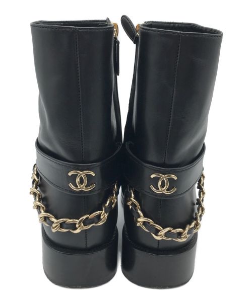 CHANEL（シャネル）CHANEL (シャネル) チェーンミドルブーツ ブラック サイズ:37 1/2の古着・服飾アイテム