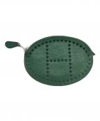 HERMESエルメス）の古着「Hロゴ パンチング エブリン レザーコインケース」｜グリーン