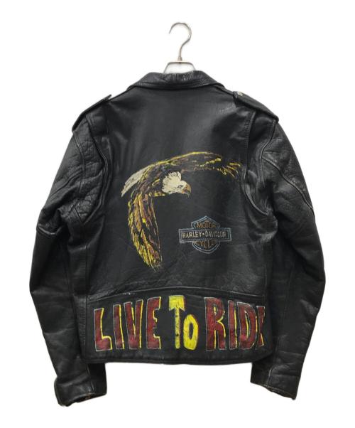 HARLEY-DAVIDSON（ハーレーダビッドソン）HARLEY-DAVIDSON (ハーレーダビッドソン) ハンドペイントライダースジャケット ブラック サイズ:XLの古着・服飾アイテム