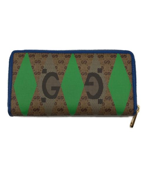 GUCCI（グッチ）GUCCI (グッチ) GGスプリーム ラウンドジップウォレット グリーン サイズ:下記参照の古着・服飾アイテム