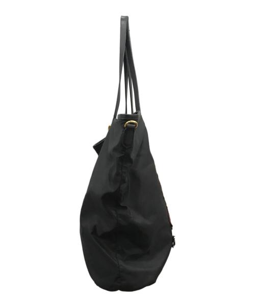 PRADA（プラダ）PRADA (プラダ) テスートナイロン×サフィアーノレザー ピエロ トートバッグ ブラックの古着・服飾アイテム