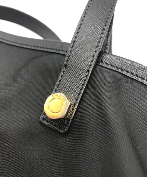 PRADA（プラダ）PRADA (プラダ) テスートナイロン×サフィアーノレザー ピエロ トートバッグ ブラックの古着・服飾アイテム