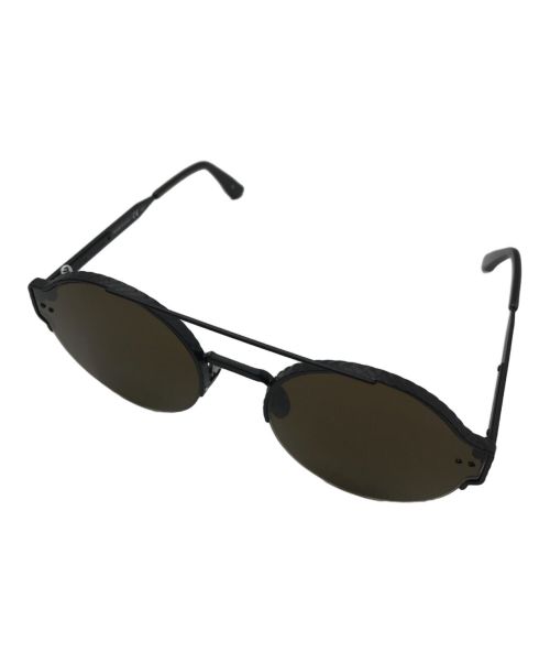 BOTTEGA VENETA（ボッテガベネタ）BOTTEGA VENETA (ボッテガベネタ) イントレチャート パイロット ラウンドサングラス ブラック サイズ:下記参照の古着・服飾アイテム