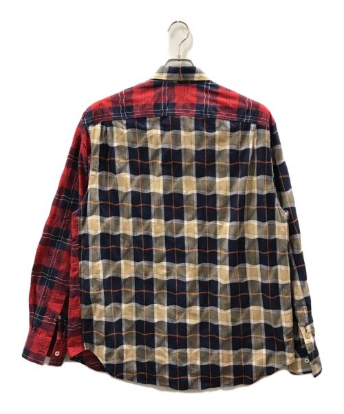 LOEWE（ロエベ）LOEWE (ロエベ) 切替パッチワークチェックシャツ レッド サイズ:39の古着・服飾アイテム