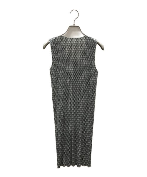 PLEATS PLEASE（プリーツプリーズ）PLEATS PLEASE (プリーツプリーズ) プリーツドットノースリーブワンピース ブルー サイズ:3の古着・服飾アイテム