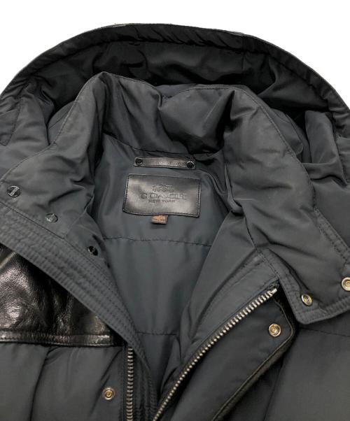 COACH（コーチ）COACH (コーチ) レザー切替ダウンジャケット ブラック サイズ:XSの古着・服飾アイテム