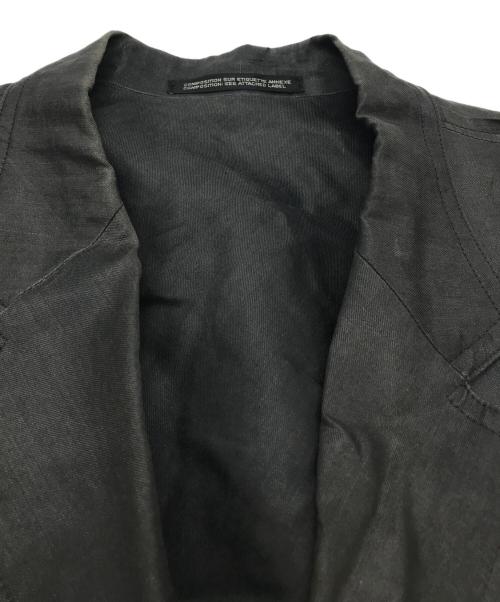 Yohji Yamamoto pour homme（ヨウジヤマモト プールオム）Yohji Yamamoto pour homme (ヨウジヤマモト プールオム) フラップポケットデザイン麻ジャケット ブラック サイズ:2の古着・服飾アイテム
