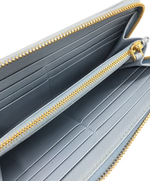 PRADA（プラダ）PRADA (プラダ) SAFFIANO EMBOSS ROUND ZIP WALLET ブルー サイズ:下記参照の古着・服飾アイテム