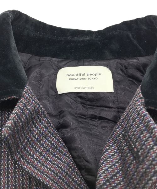 beautiful people（ビューティフルピープル）beautiful people (ビューティフルピープル) ツイストキャバルリーステンカラーショートコート ブラウン サイズ:Mの古着・服飾アイテム