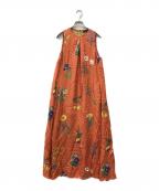 CABANキャバン）の古着「BLOOMIN' ART プリントロングワンピース」｜オレンジ