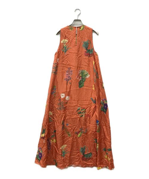 CABAN（キャバン）CABAN (キャバン) BLOOMIN' ART プリントロングワンピース オレンジ サイズ:Sの古着・服飾アイテム
