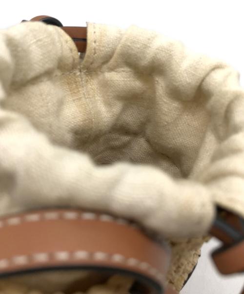 LOEWE（ロエベ）LOEWE (ロエベ) サイリンダーポケットレザートリミングラフィアポーチ ブラウン サイズ:下記参照の古着・服飾アイテム