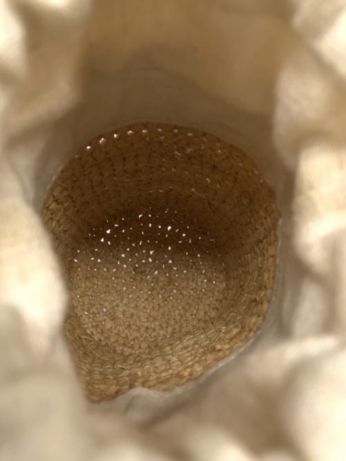 LOEWE（ロエベ）LOEWE (ロエベ) サイリンダーポケットレザートリミングラフィアポーチ ブラウン サイズ:下記参照の古着・服飾アイテム