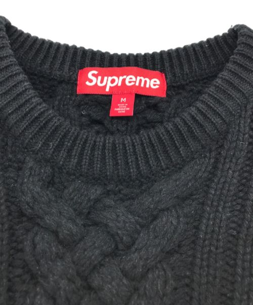 SUPREME（シュプリーム）Supreme (シュプリーム) 23AW Applique Cable Knit Sweater ブラック サイズ:Mの古着・服飾アイテム