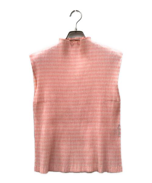 ISSEY MIYAKE（イッセイミヤケ）ISSEY MIYAKE (イッセイミヤケ) プリーツチェック柄カットソー ピンク サイズ:2の古着・服飾アイテム