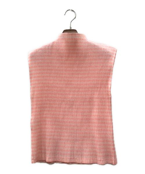 ISSEY MIYAKE（イッセイミヤケ）ISSEY MIYAKE (イッセイミヤケ) プリーツチェック柄カットソー ピンク サイズ:2の古着・服飾アイテム