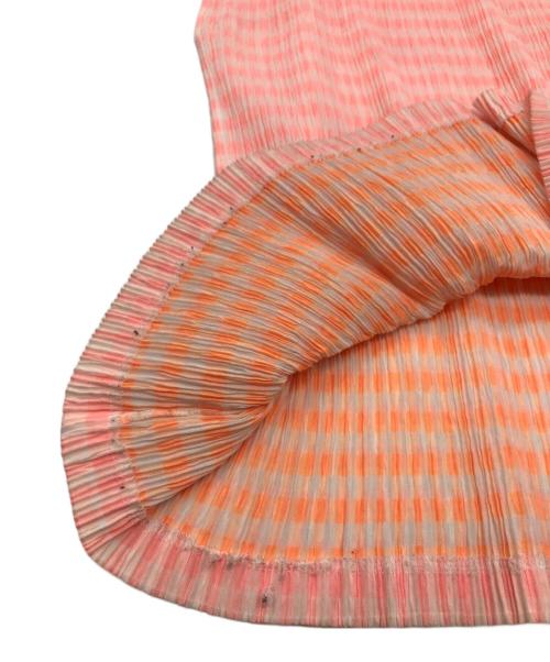 ISSEY MIYAKE（イッセイミヤケ）ISSEY MIYAKE (イッセイミヤケ) プリーツチェック柄カットソー ピンク サイズ:2の古着・服飾アイテム