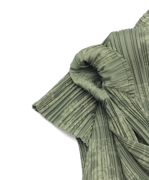 PLEATS PLEASE（プリーツプリーズ）PLEATS PLEASE (プリーツプリーズ) プリントプリーツカットソー カーキ サイズ:3の古着・服飾アイテム
