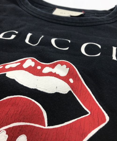 GUCCI（グッチ）GUCCI (グッチ) マウスロゴプリントクルーネックスウェット ブラック サイズ:XSの古着・服飾アイテム