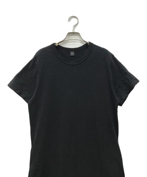 Y's（ワイズ）Y's (ワイズ) ムラ糸天竺サイドスリット半袖丸首ワンピース ブラック サイズ:2の古着・服飾アイテム