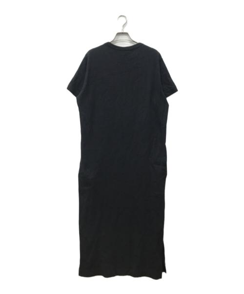 Y's（ワイズ）Y's (ワイズ) ムラ糸天竺サイドスリット半袖丸首ワンピース ブラック サイズ:2の古着・服飾アイテム