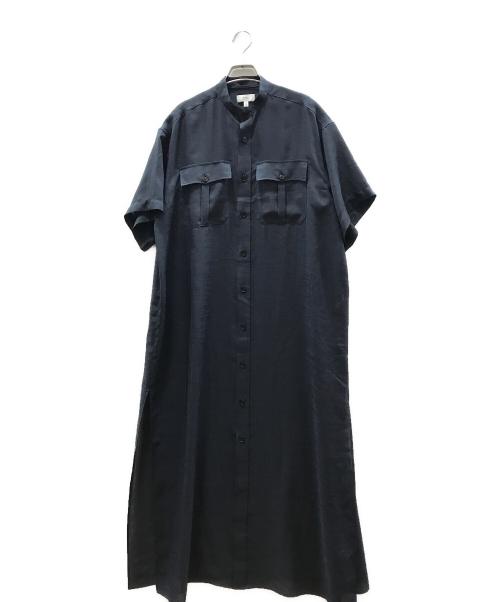 HYKE（ハイク）HYKE (ハイク) バンドカラーシアーシャツワンピース ネイビー サイズ:1の古着・服飾アイテム