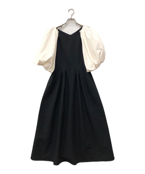 Maglie le cassetto（マーリエ ル カセット）MAGLIE LE CASSETTO (マーリエ ル カセット) バルーンスリーブワンピース ブラック サイズ:11の古着・服飾アイテム