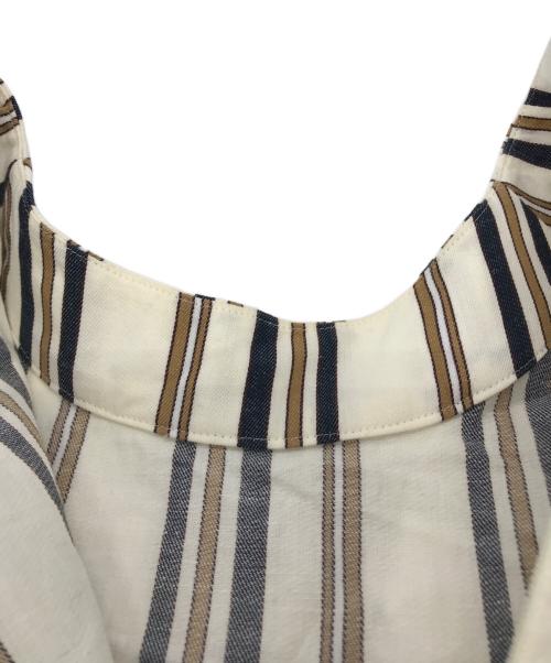 KAIKI（カイキ）KAIKI (カイキ) リネンコットンストライプビッグタックフレアOP ベージュ サイズ:FREEの古着・服飾アイテム