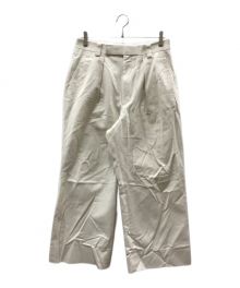 INTERIM（インテリム）の古着「トルコオーガニックコットンドリル 2タック ワイドテーパードスラックス」｜アイボリー