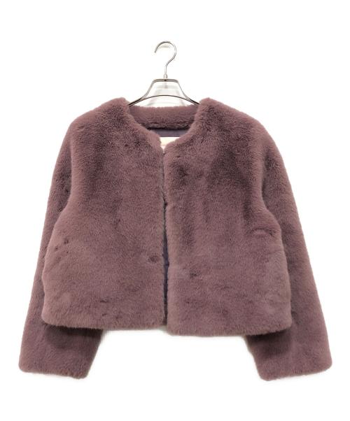 LEMONPLET（レモンプレット）LEMONPLET (レモンプレット) FAUX FUR SHORT JACKET パープル サイズ:Mの古着・服飾アイテム