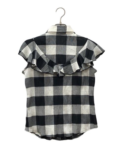 OBLI（オブリ）OBLI (オブリ) ブロックチェックセットアップブラウス ホワイト×ブラック サイズ:FREEの古着・服飾アイテム