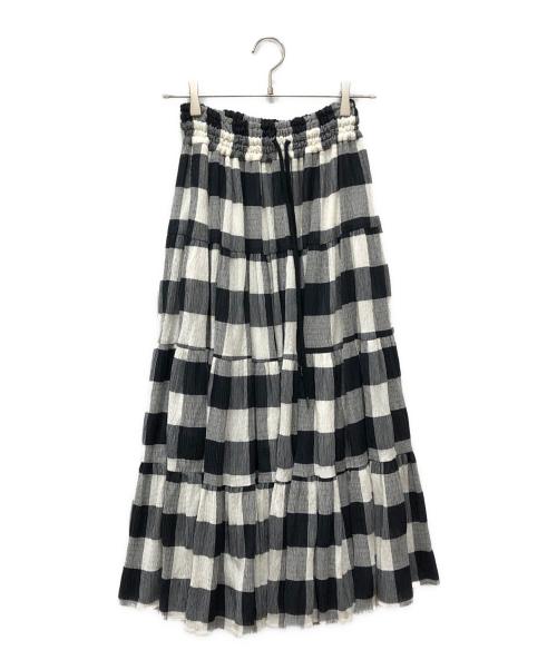 OBLI（オブリ）OBLI (オブリ) ブロックチェックセットアップブラウス ホワイト×ブラック サイズ:FREEの古着・服飾アイテム