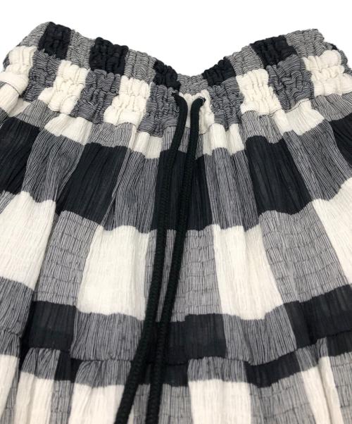 OBLI（オブリ）OBLI (オブリ) ブロックチェックセットアップブラウス ホワイト×ブラック サイズ:FREEの古着・服飾アイテム