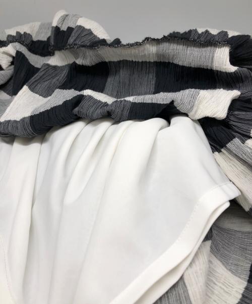 OBLI（オブリ）OBLI (オブリ) ブロックチェックセットアップブラウス ホワイト×ブラック サイズ:FREEの古着・服飾アイテム