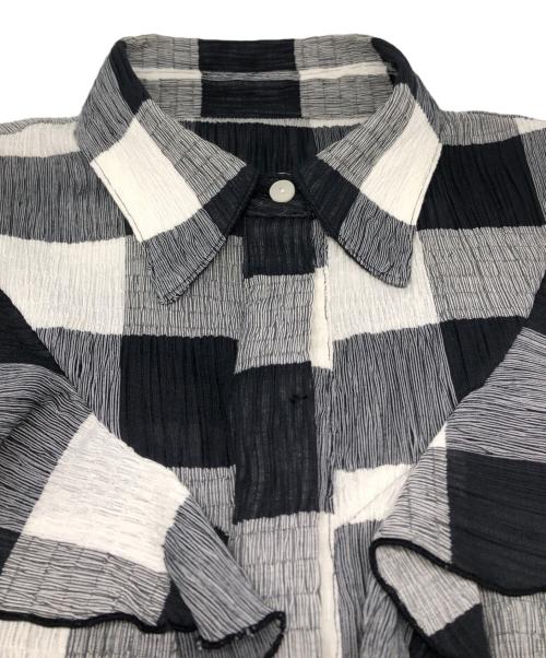 OBLI（オブリ）OBLI (オブリ) ブロックチェックセットアップブラウス ホワイト×ブラック サイズ:FREEの古着・服飾アイテム