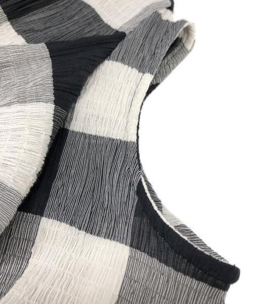 OBLI（オブリ）OBLI (オブリ) ブロックチェックセットアップブラウス ホワイト×ブラック サイズ:FREEの古着・服飾アイテム