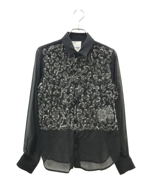 noir kei ninomiya（ノワール ケイ ニノミヤ）noir kei ninomiya (ノワール ケイ ニノミヤ) デザインシャツ ブラック サイズ:XSの古着・服飾アイテム