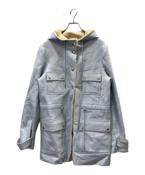 CELINE（セリーヌ）CELINE (セリーヌ) ラムレザーボアコート ブルー サイズ:40の古着・服飾アイテム