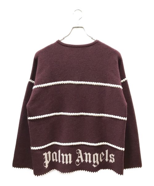 Palm Angels（パーム エンジェルス）Palm Angels (パーム エンジェルス) PA MONOGRAM STRIPED SWEATER ボルドー サイズ:M 未使用品の古着・服飾アイテム