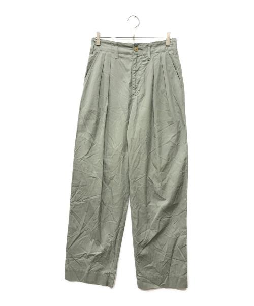 AURALEE（オーラリー）AURALEE (オーラリー) WASHED FINX HERRINGBONE SLACKS グリーン サイズ:3の古着・服飾アイテム
