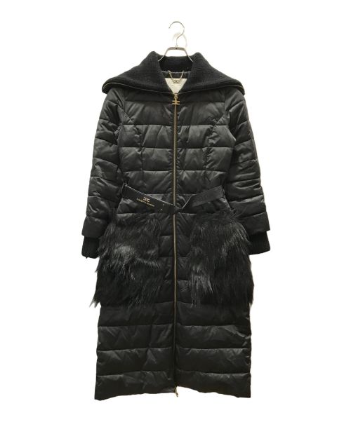 ELISABETTA FRANCHI（エリザベッタフランキ）ELISABETTA FRANCHI (エリザベッタフランキ) ベルト付ダウンコート ブラック サイズ:40の古着・服飾アイテム