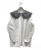 YORIヨリ）の古着「ギンガムスカラップカラーロンTee」｜ホワイト