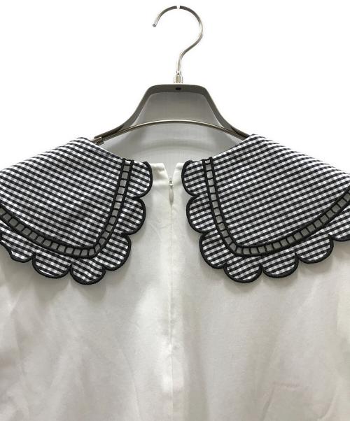 YORI（ヨリ）YORI (ヨリ) ギンガムスカラップカラーロンTee ホワイト サイズ:FREEの古着・服飾アイテム