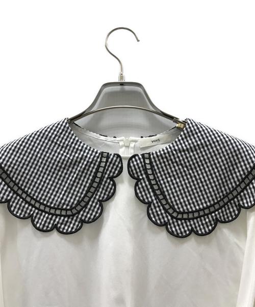 YORI（ヨリ）YORI (ヨリ) ギンガムスカラップカラーロンTee ホワイト サイズ:FREEの古着・服飾アイテム