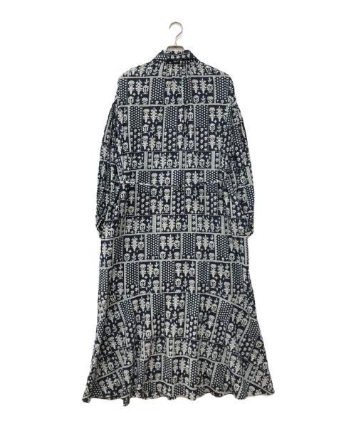 ne quittez pas（ヌキテパ）ne quittez pas (ヌキテパ) クリンプ コットンパッチワーク シャツドレス ネイビー サイズ:Mの古着・服飾アイテム